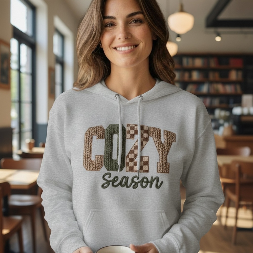 Cozy Season Graphic Hoodie – Ash | Fall & Winter Pullover Sweatshirt